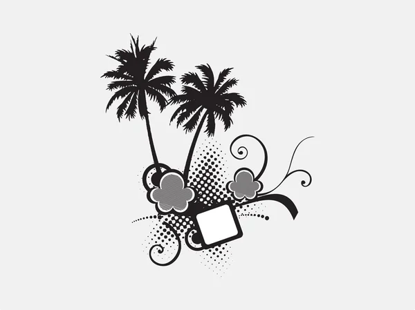 Palmy a květinové prvky — Stockový vektor
