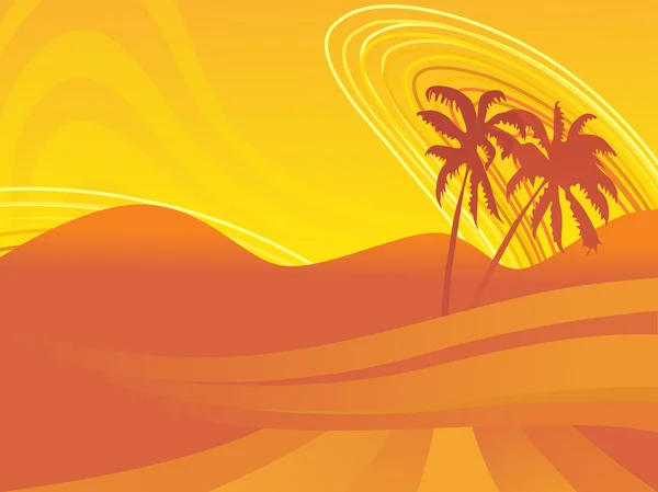 Palmboom met golven behang — Stockvector