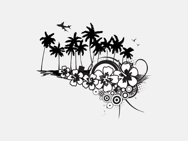 Palmen mit blumigem Hintergrund — Stockvektor