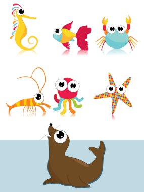 Background with sea animal clipart