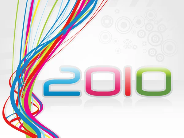 Kleurrijke strepen achtergrond met 2010 — Stockvector