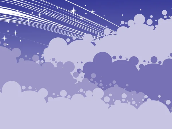 Нічна сцена з хмарою і зірками — стоковий вектор