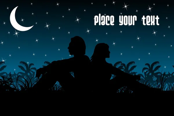 Couple romantique dans la nuit — Image vectorielle