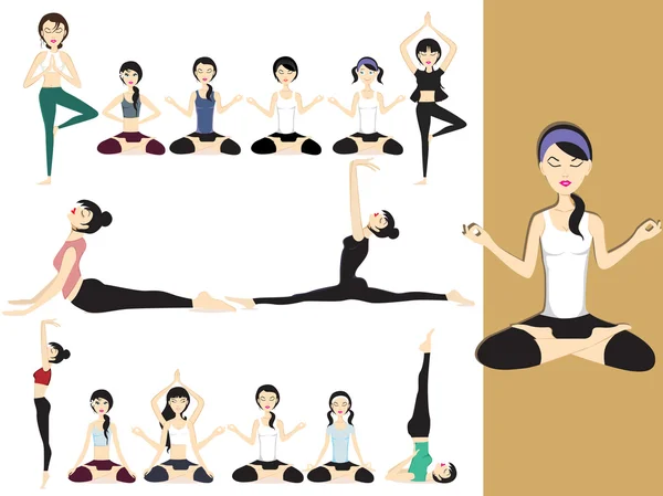 瑜伽女孩的插图 — 图库矢量图片