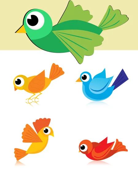 Illustrazione di uccelli colorati — Vettoriale Stock