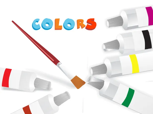 Peinture couleur et pinceau — Image vectorielle
