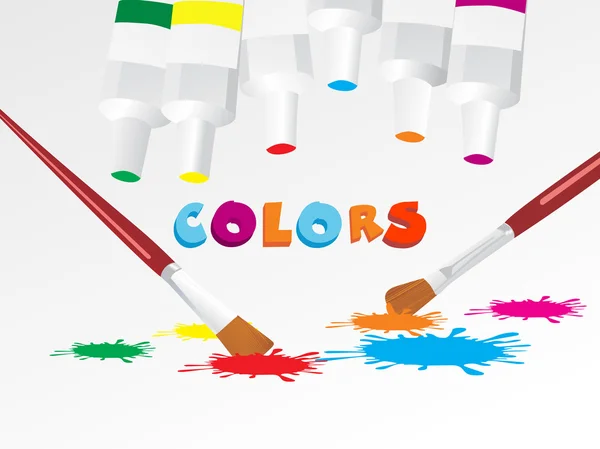 Verf kleur en penseel — Stockvector