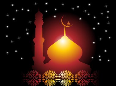 Background with mosque illustration clipart