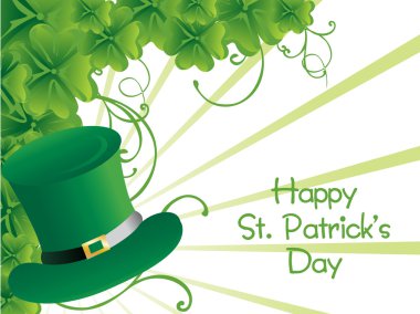 Green hat with shamrock flower clipart