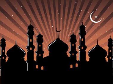 Ramadan background with mosque clipart