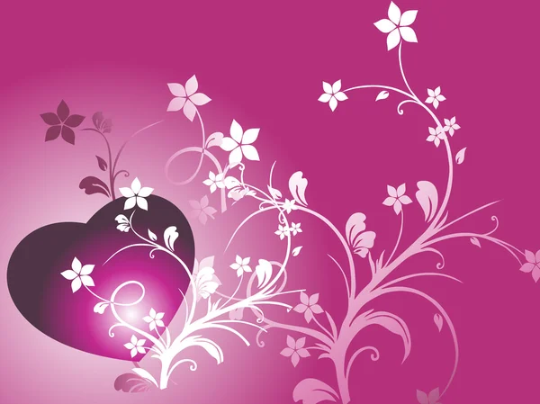 Corazón floral púrpura ilustración — Vector de stock