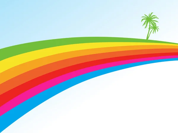 Rainbow waves and palm tree — Stock Vector
