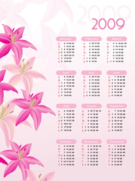 Kalendarz na rok 2009 — Wektor stockowy