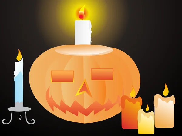 Pumpkins with candles — Stock Vector