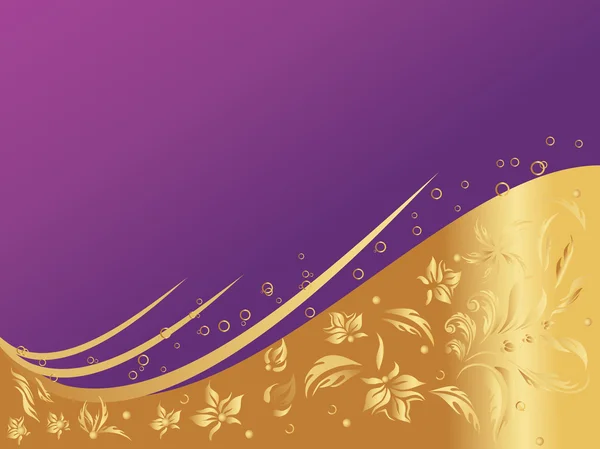 Purple and golden floral wallpaper — Stock Vector