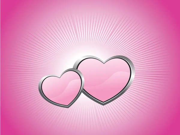 2 つの心とピンクの背景 — ストックベクタ