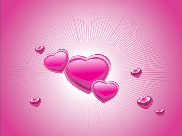 ピンクの心の図 — ストックベクタ