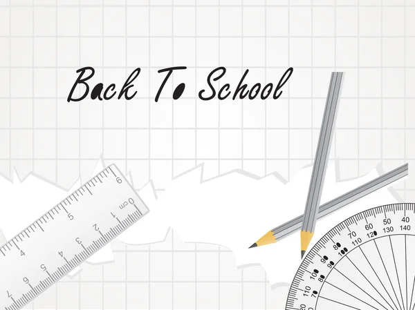 Bleistift und Lineal, zurück zur Schule — Stockvektor