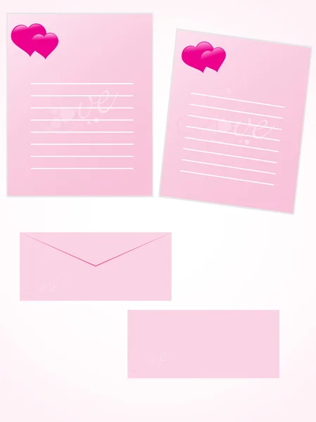 Růžové Hlavičkový papír a obálky — Stockový vektor