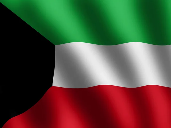 Patriotic symbol shiny Flag of Kuwait — Stock Photo, Image