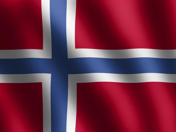 Patriotisch glänzende Flagge Norwegens — Stockfoto