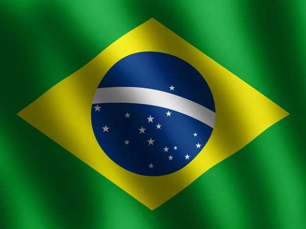 愛国心が強い光沢のあるブラジルの国旗 — ストック写真