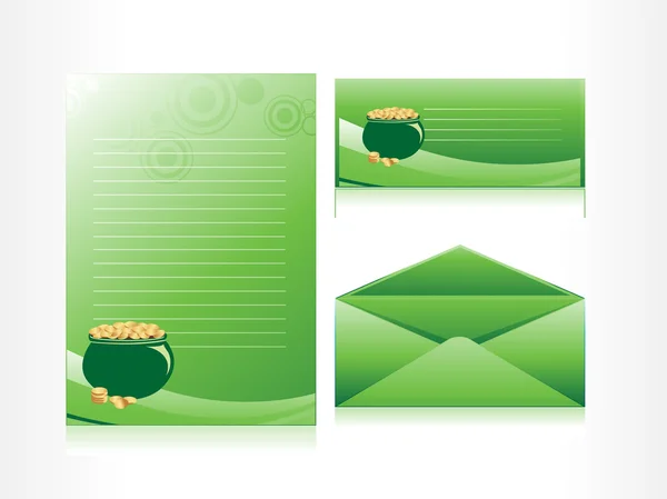 Grüne Postkarte mit Steingut — Stockvektor