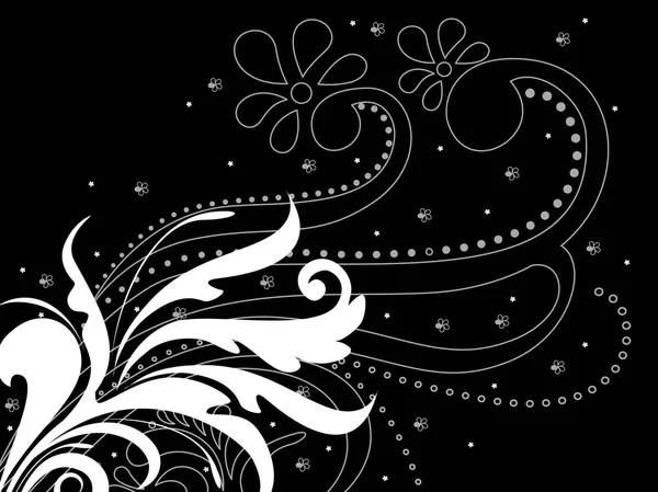 Fond noir avec motif floral — Image vectorielle