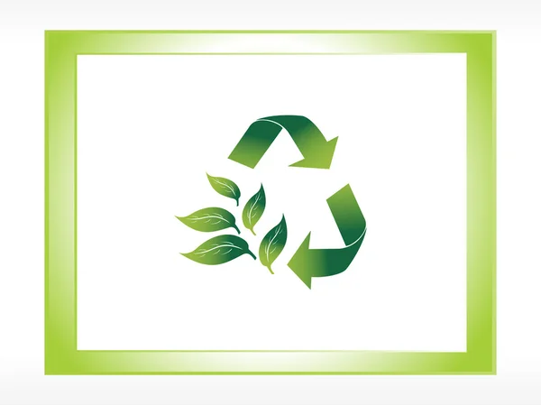 Recycling-Logo mit Rahmen — Stockvektor