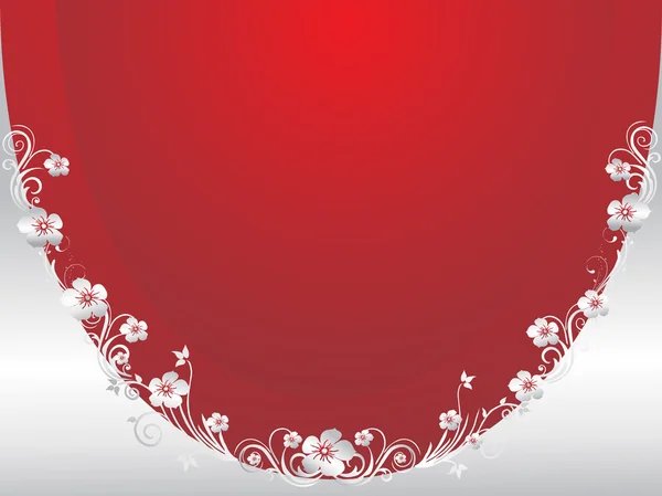 Papel de parede floral vermelho e prata — Vetor de Stock