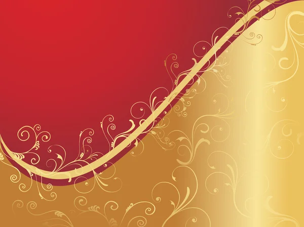 Fondo de pantalla floral rojo y dorado — Archivo Imágenes Vectoriales