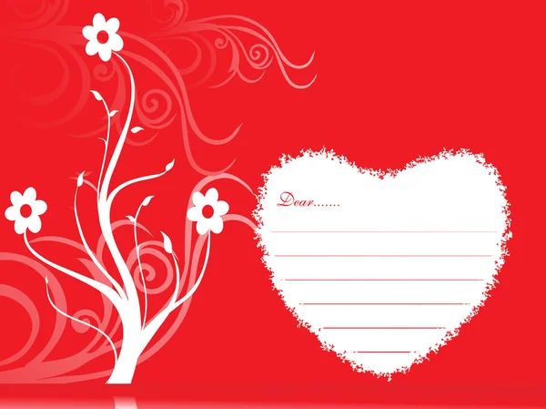 Kırmızı çiçekli velentine tebrik kartı — Stok Vektör