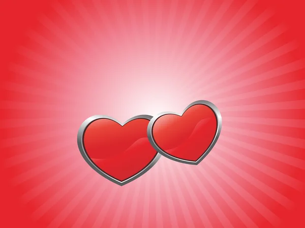 Banner rojo con corazón de pareja — Vector de stock