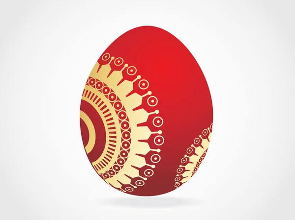 Red egg with golden ornaments — Stock Vector