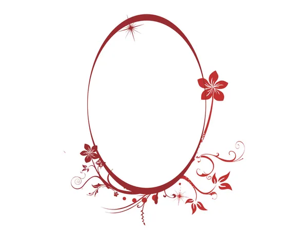 Vermelho oval quadro floral backgound — Vetor de Stock