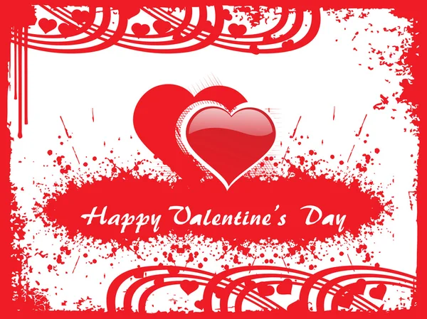 Coeur de Saint-Valentin rouge avec grunge — Image vectorielle
