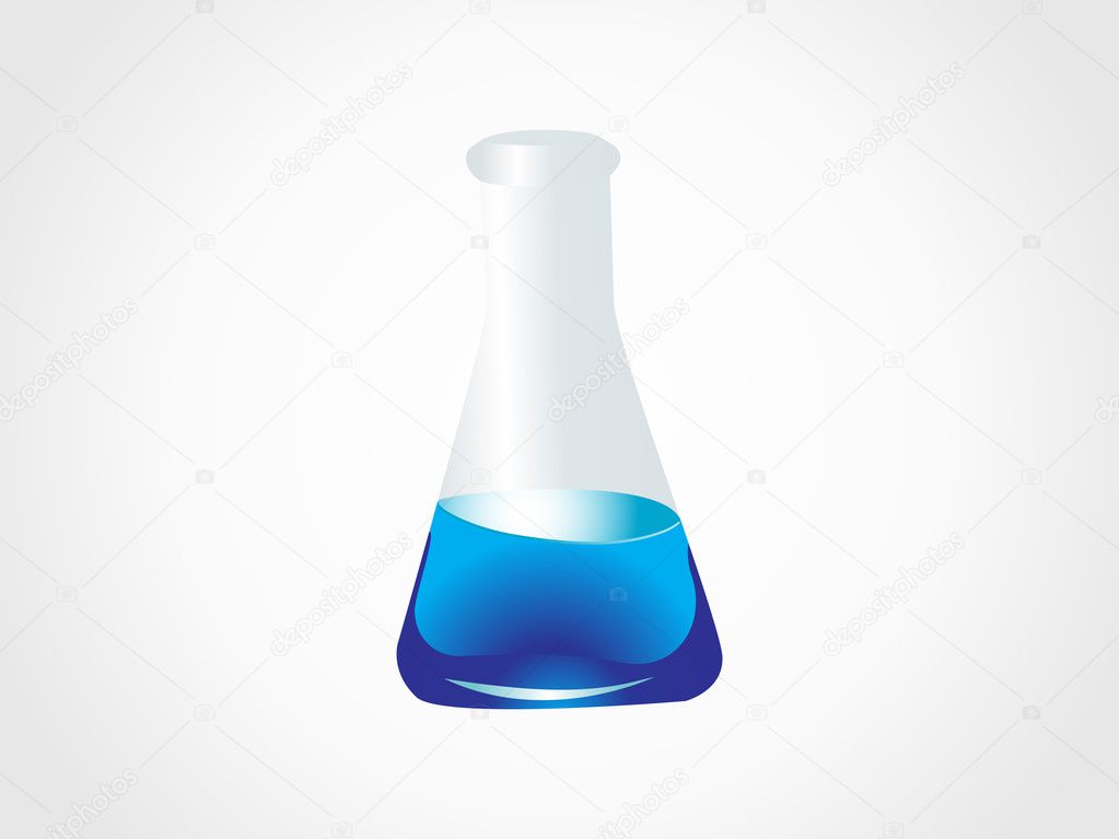 Retort with blue chemical
