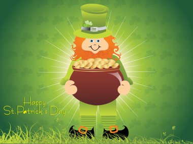 A funy charactor with gold coins clipart