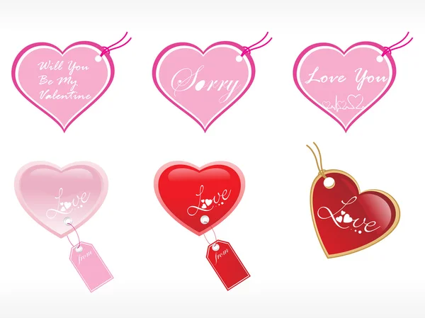 Presente romântico tag vector com coração — Vetor de Stock