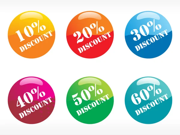 Six rounded glossy tags for discount — Stock Vector