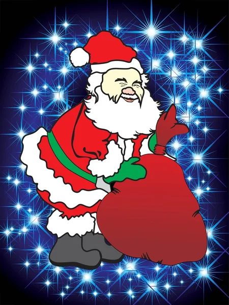 Père Noël va porter son sac-cadeau — Image vectorielle