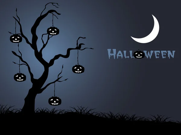 Spaventosa notte di Halloween al chiaro di luna — Vettoriale Stock