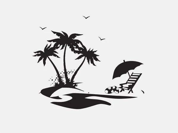 Palmen mit Liegen — Stockvektor