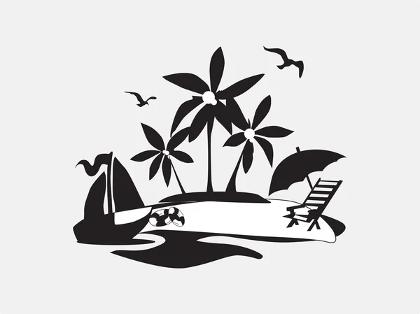 Sahilde palmiye ağaçları — Stok Vektör
