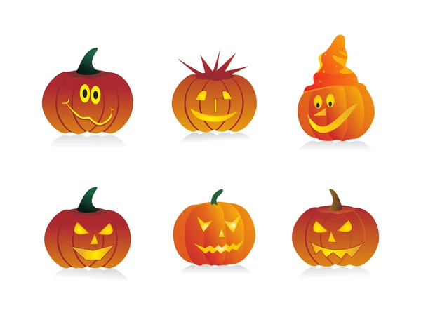 Pumpkins with different expression — Stock Vector