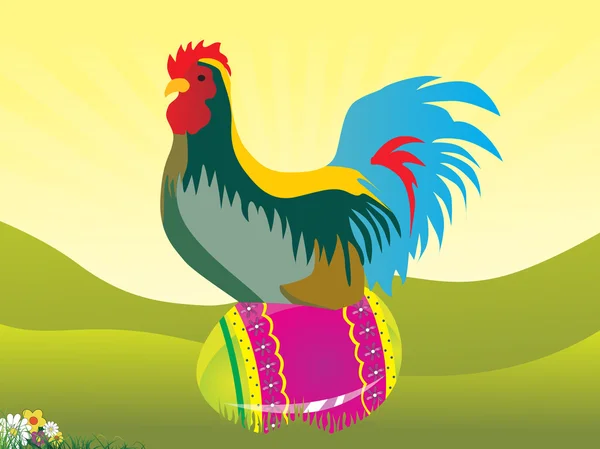 Usytuowanie kura na easter egg — Wektor stockowy