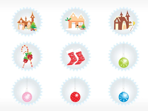 Set of christmas sticker background — Stock Vector