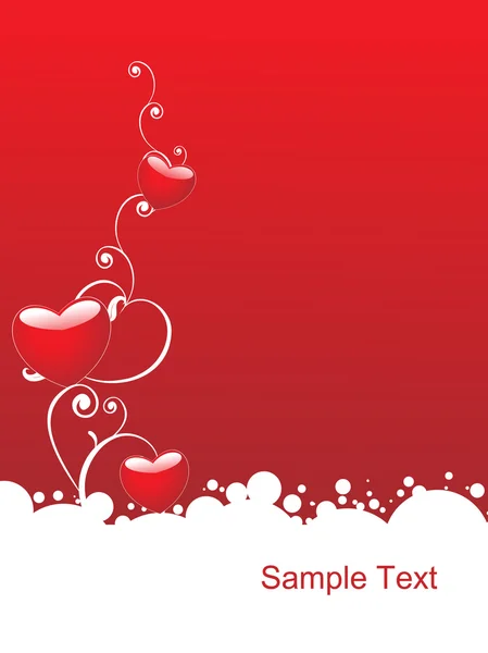 Corazón rojo brillante con elementos florales — Vector de stock