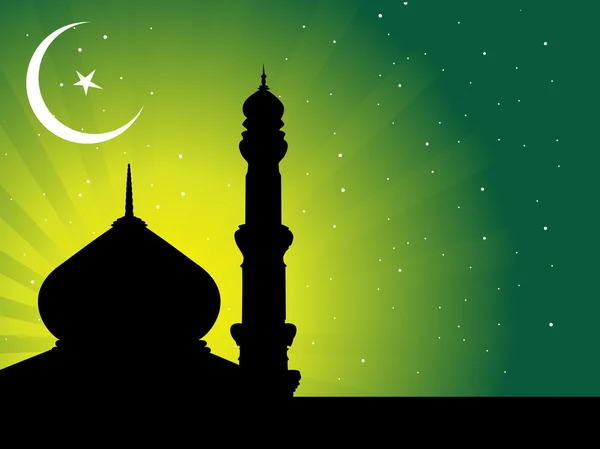 Silhouette von Moscheen im Nachthimmel — Stockvektor