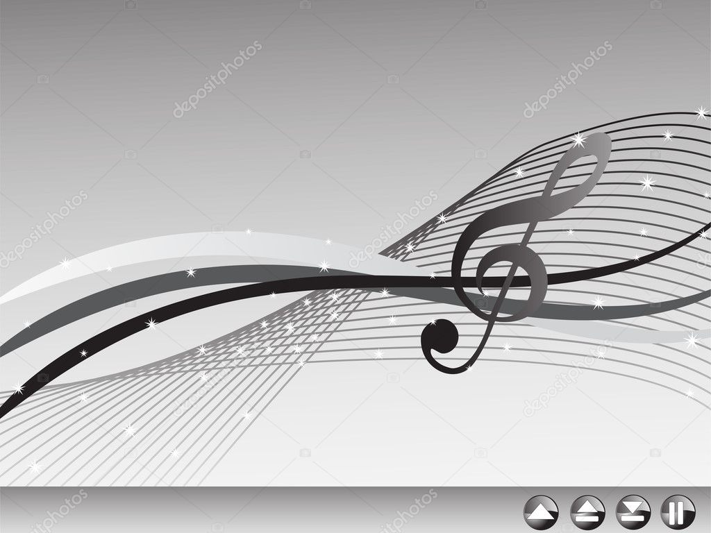 Shiny musical waves on gray background